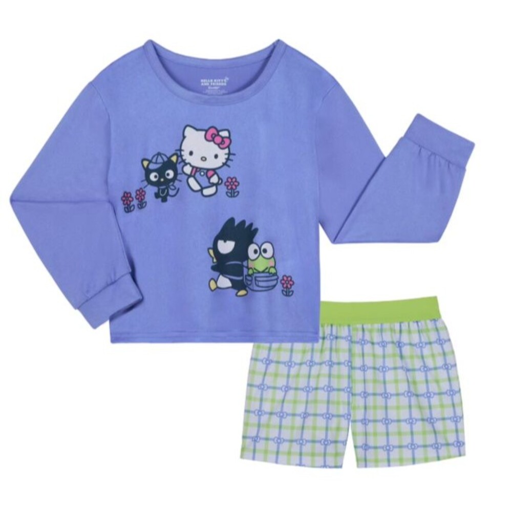 Hello Kitty Friends Girls 2Pc Pajama Set Periwinkle Size M 7-8 Sanrio NEW